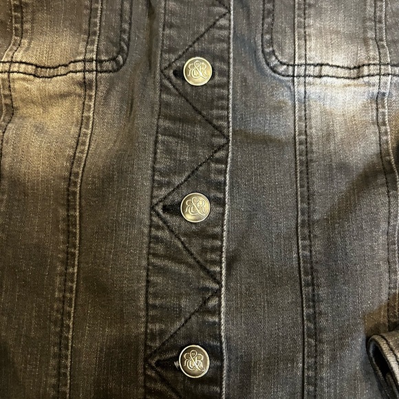 Rock & Republic Stretch Denim Jacket Black American Flag Size M - Picture 6 of 7